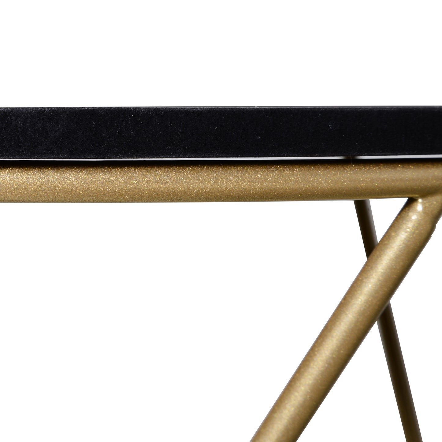 HOMCOM Wooden Metal Round Coffee Table Sofa End Side Bedside Table Modern Style Living Room Decor - Black Gold Color (?43cm)