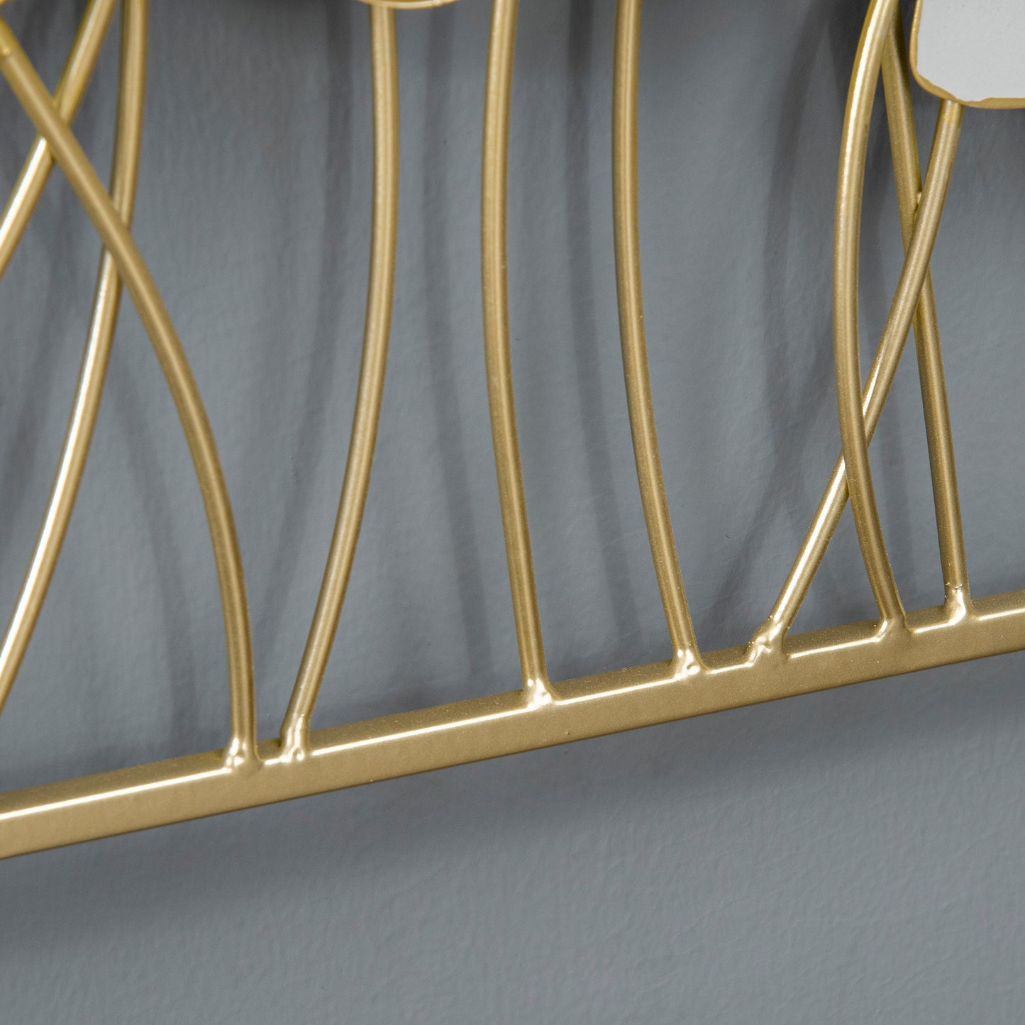 HOMCOM 3D Metal Wall Art Modern Lotus Leaves Hanging Wall Sculpture Home Decor for Living Room Bedroom Dining Room, Grey Gold