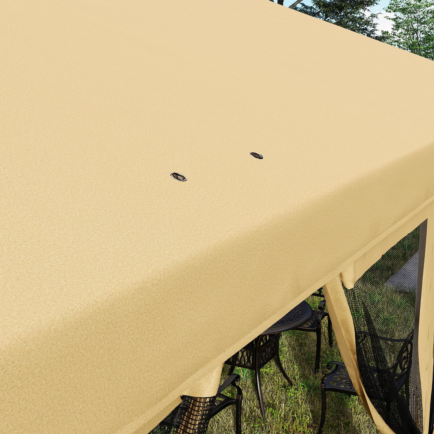 Outsunny 3 x 6m Pop Up Gazebo, Outdoor Canopy Shelter, Marquee Party Wedding Tent with 6 Mesh Walls and Carry Bag, Beige