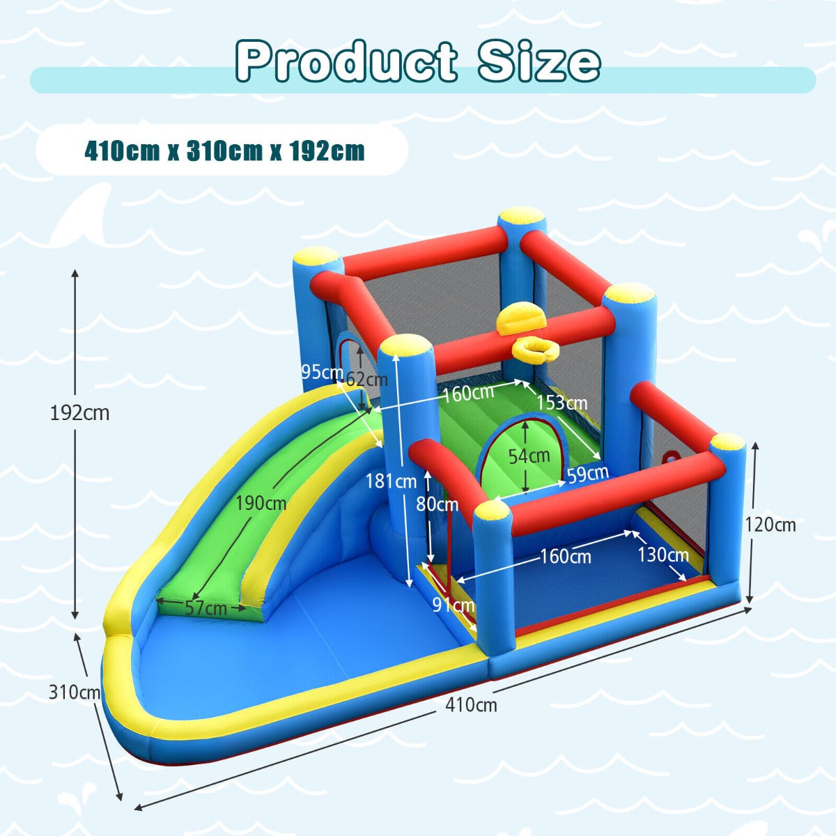 Kids Inflatable Trampoline Bouncy House with Slide and Target Balls