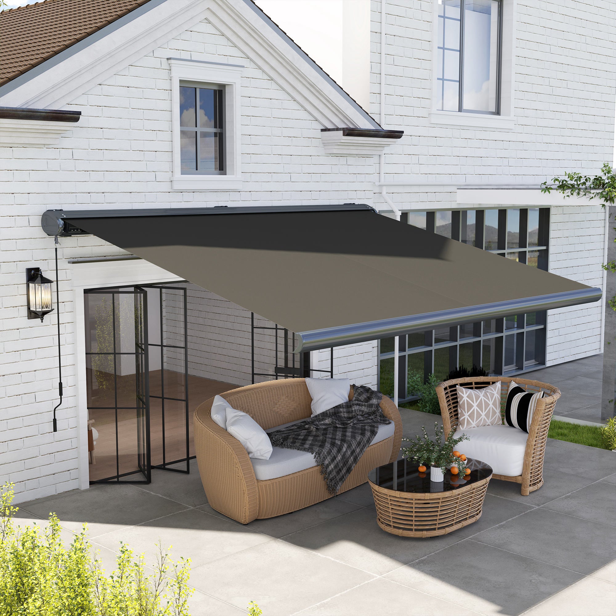 Outsunny 4 x 3(m) Full Cassette Electric Awning with Remote Controller ...