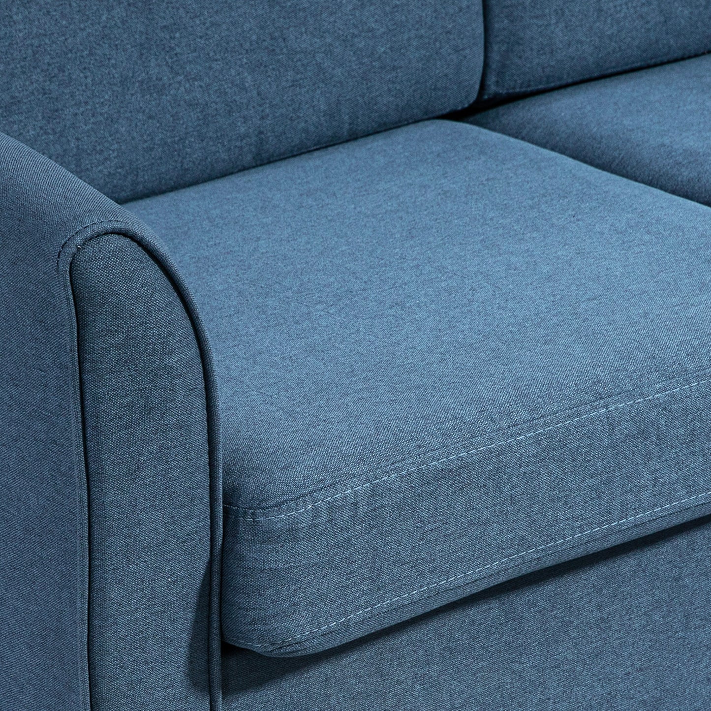 HOMCOM Compact Loveseat Sofa, Modern 2 Seater Sofa for Living Room with Wood Legs and Armrests, Blue