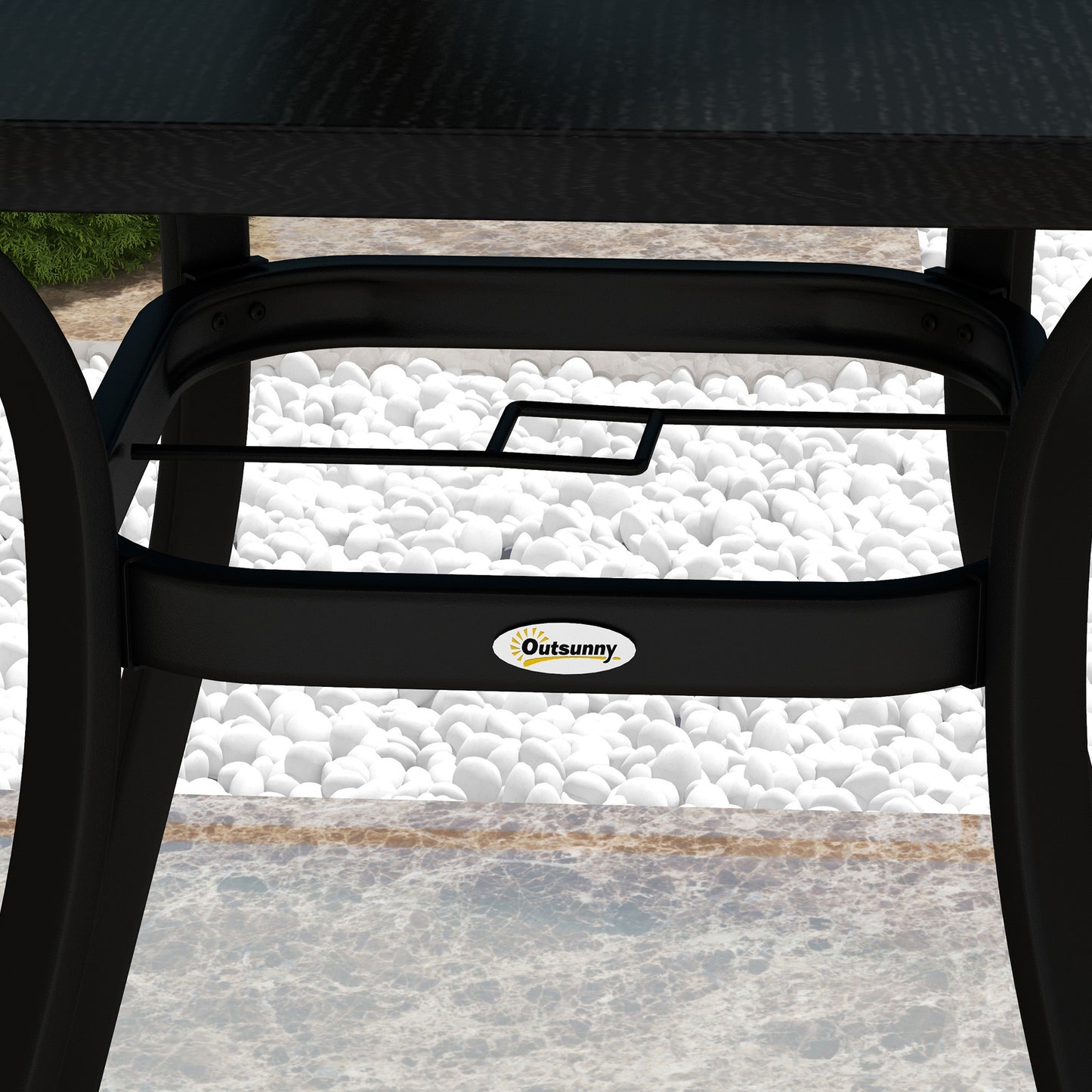 Outsunny Four-Seater Steel Garden Table, with ?40mm Parasol Hole - Black