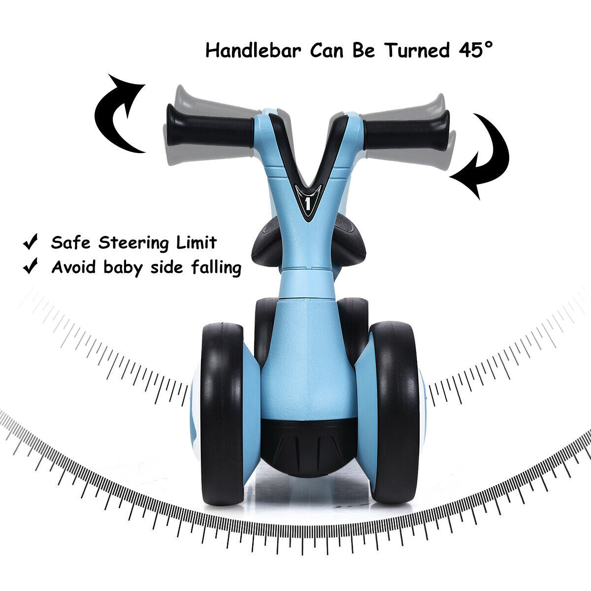 Baby Walker Kids Toddler Balance Bike Toy 4 Wheels-Blue