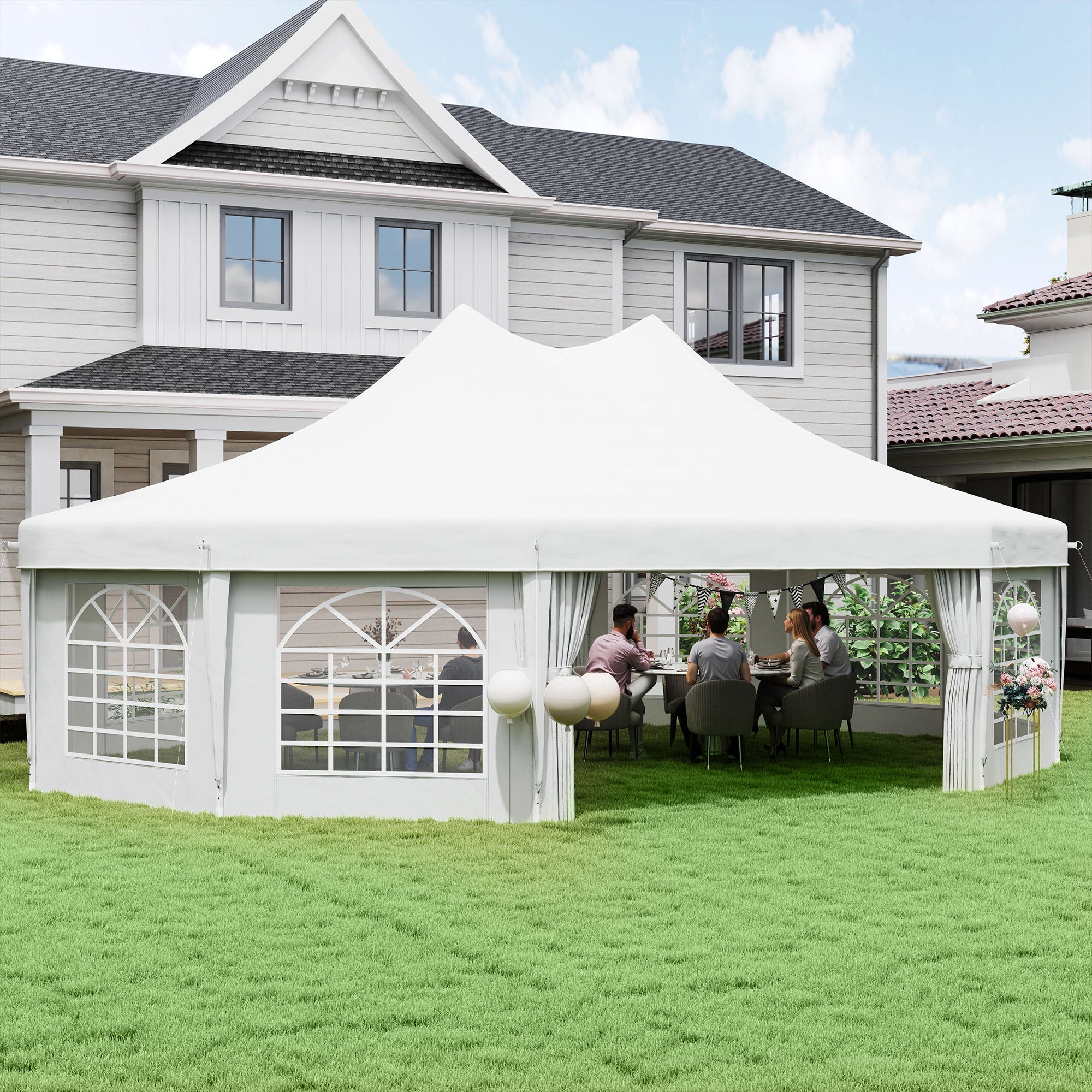 Outsunny 10 Sides Decagonal Garden Gazebo Marquee Party Tent Wedding C