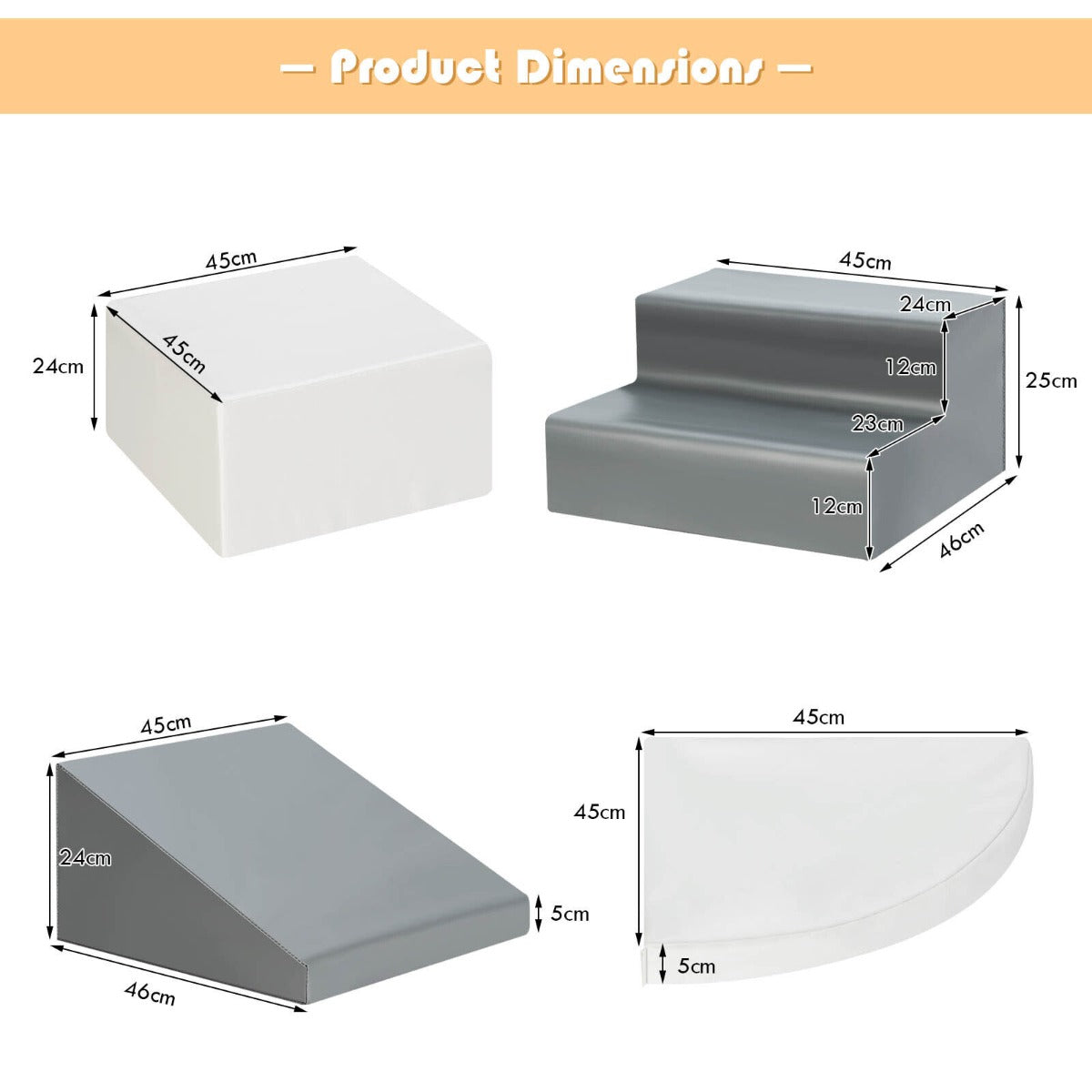 4 Pieces Climb and Crawl Foam Play Set for Toddlers Preschoolers-Grey