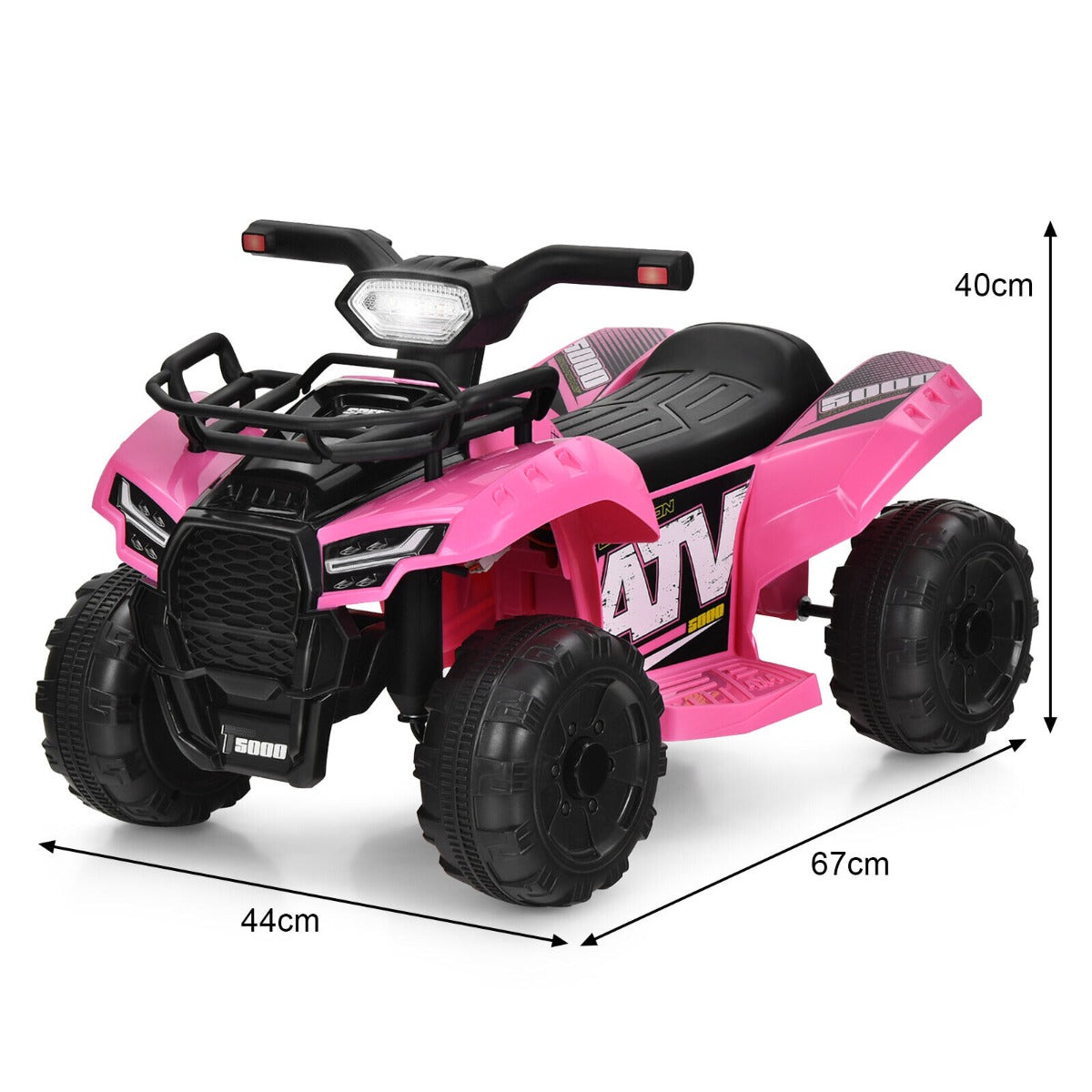 6V Battery Powered Quad Bike with LED Light Horn Music and Storage Box-Pink