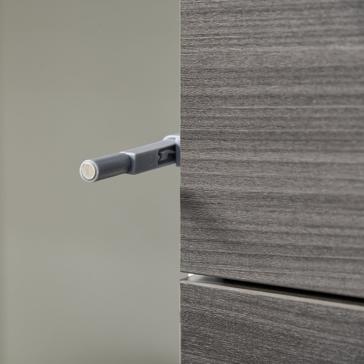 HOMCOM Modern Stylish Freestanding Push-Open Design Cabinet with 2 Drawer, 2 Door Cabinet, 2 Part Inner Space Light Grey and White