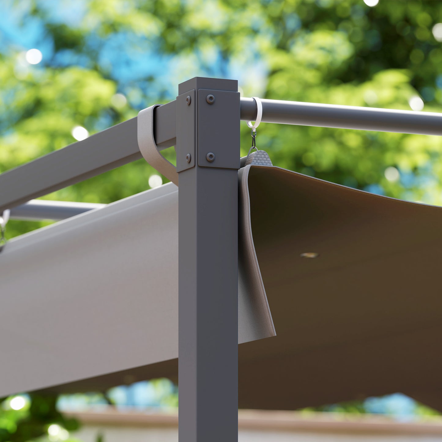 Outsunny 3 x 3m Retractable Roof Metal Pergola - Grey