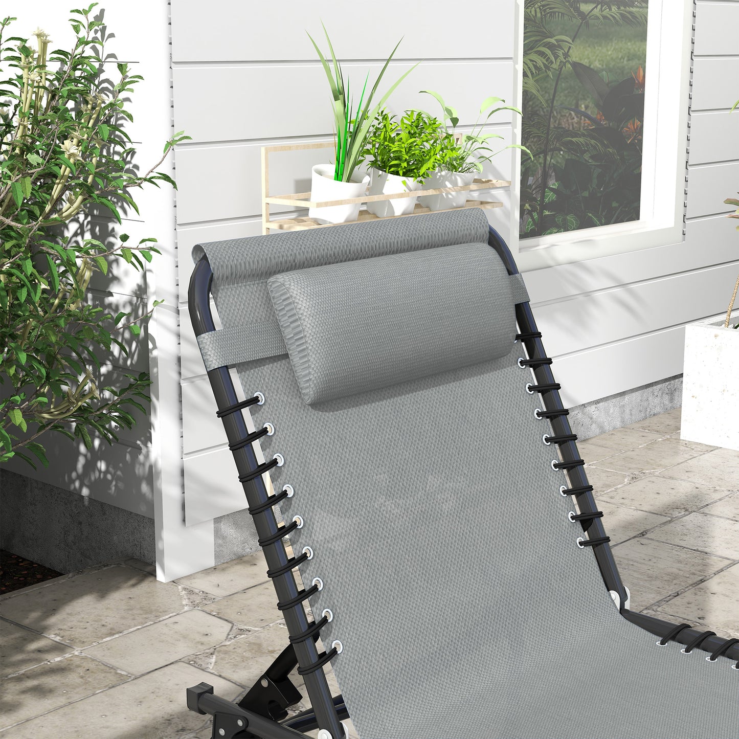 outsunny-folding-sun-lounger-beach-chaise-chair-garden-cot-camping-recliner-with-4-position-adjustable-light-grey
