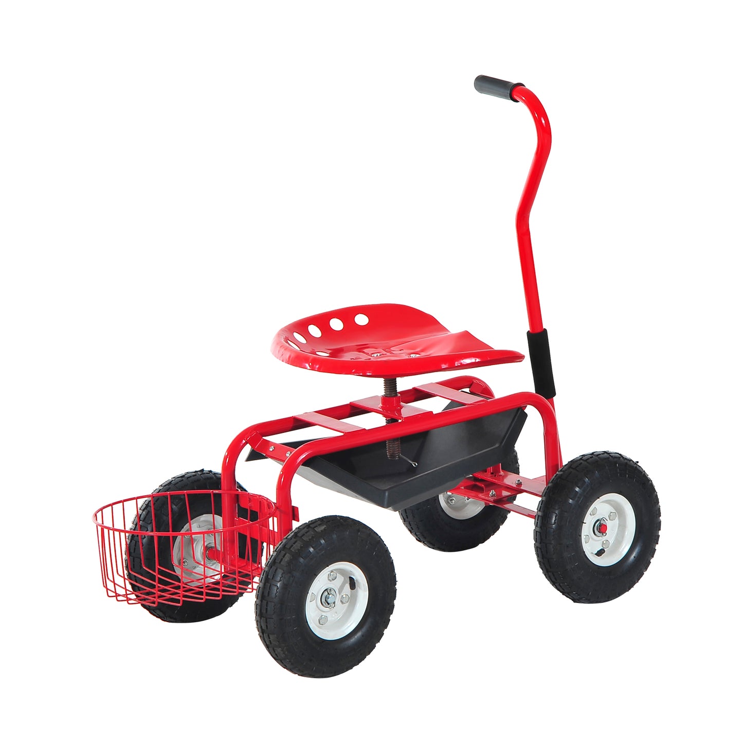 outsunny-adjustable-rolling-garden-cart-outdoor-garden-planting-station-trolley-swivel-gardener-work-seat-heavy-duty-w-tool-tray-basket-red-150kg