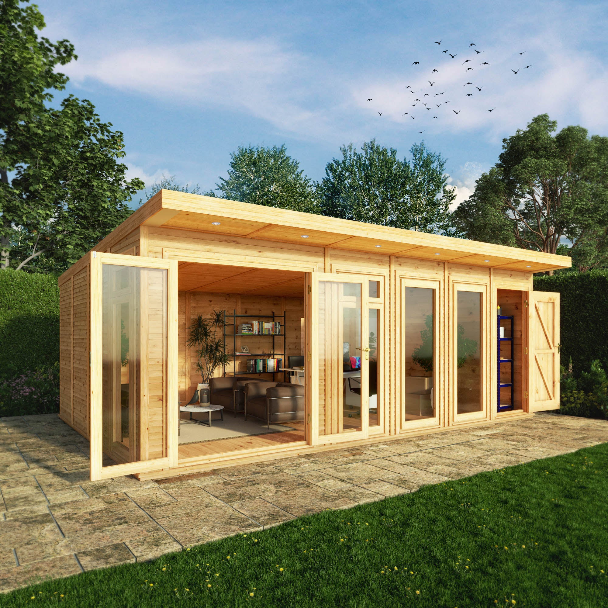 6m x 4m Insulated Garden Room with Side Shed Combi – GardenArch