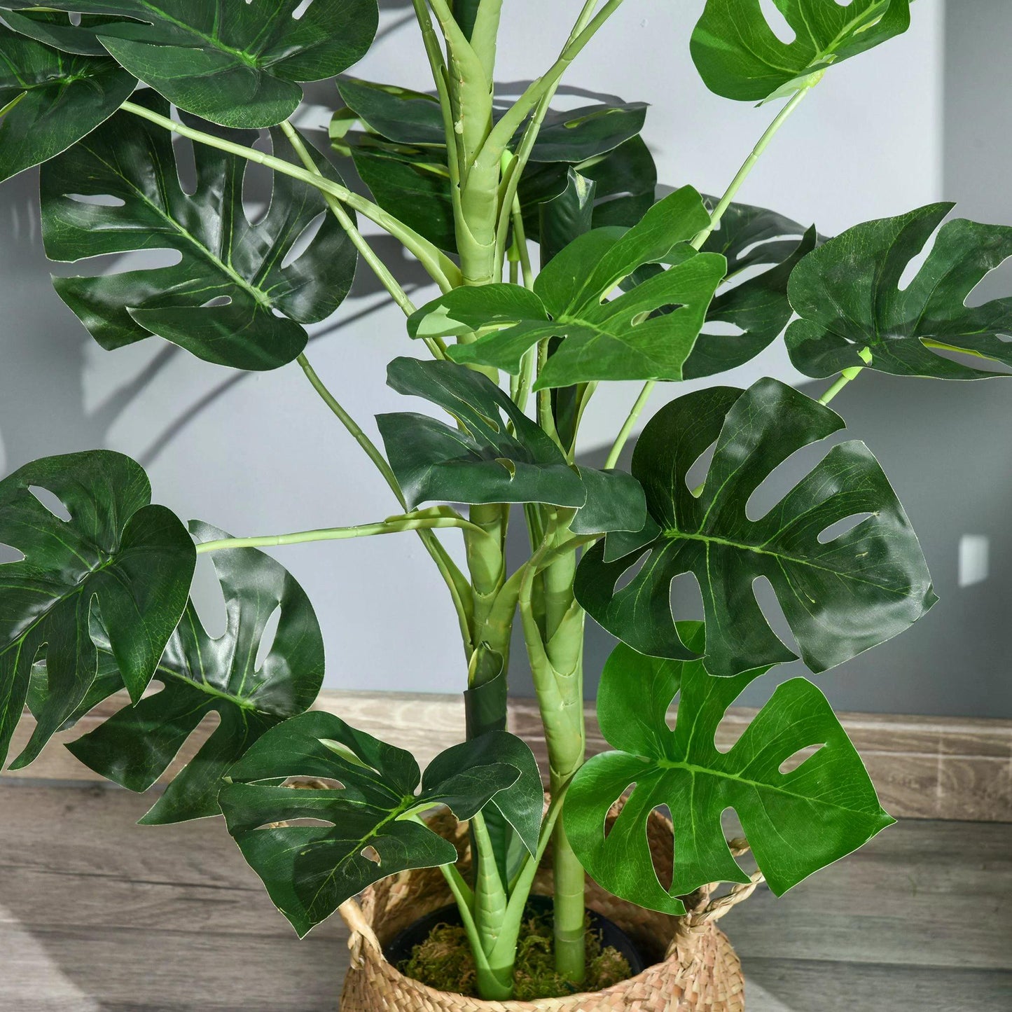 outsunny-100cm-3-3ft-artificial-monstera-tree-decorative-cheese-plant-21-leaves-with-nursery-pot-fake-tropical-palm-tree-for-indoor-outdoor-decor