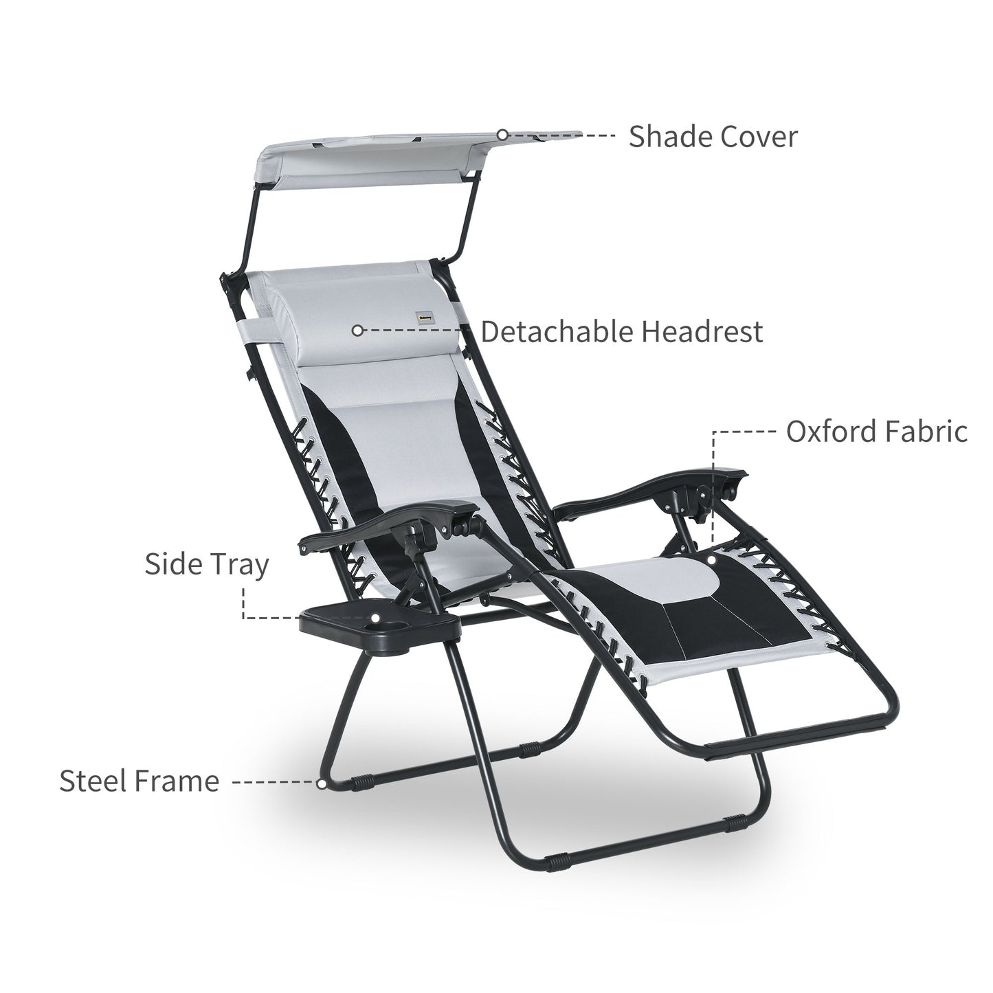 outsunny-zero-gravity-lounger-chair-folding-reclining-patio-chair-with-shade-cover-cup-holder-and-headrest-for-poolside-camping-grey