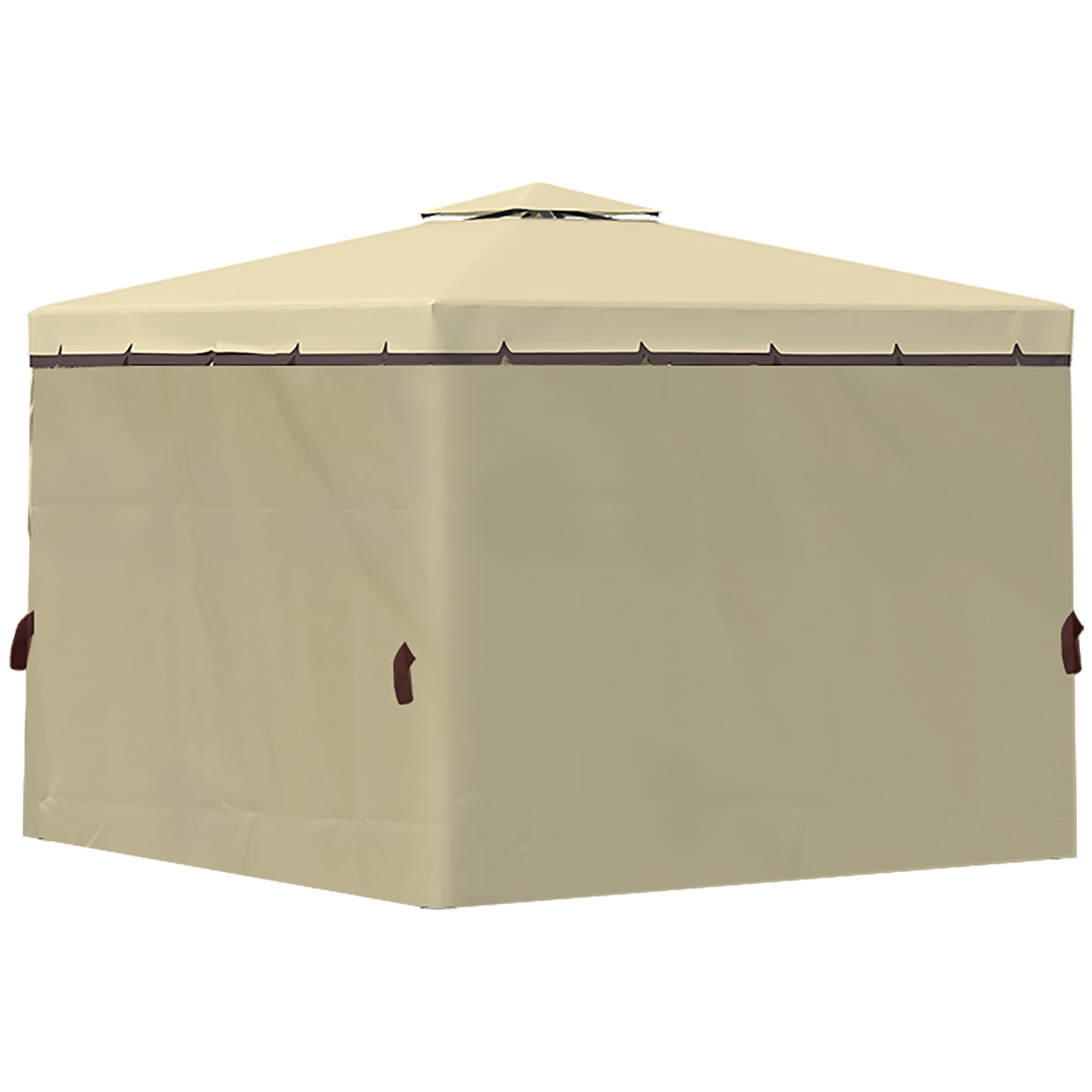 outsunny-3-x-3m-garden-gazebo-pavilion-tent-shelter-with-2-tier-water-repellent-roof-mosquito-netting-and-curtains-aluminium-frame-beige