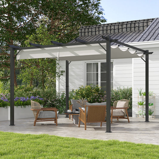 outsunny-3-x-3m-aluminium-pergola-canopy-gazebo-awning-outdoor-garden-sun-shade-shelter-marquee-party-bbq-light-grey