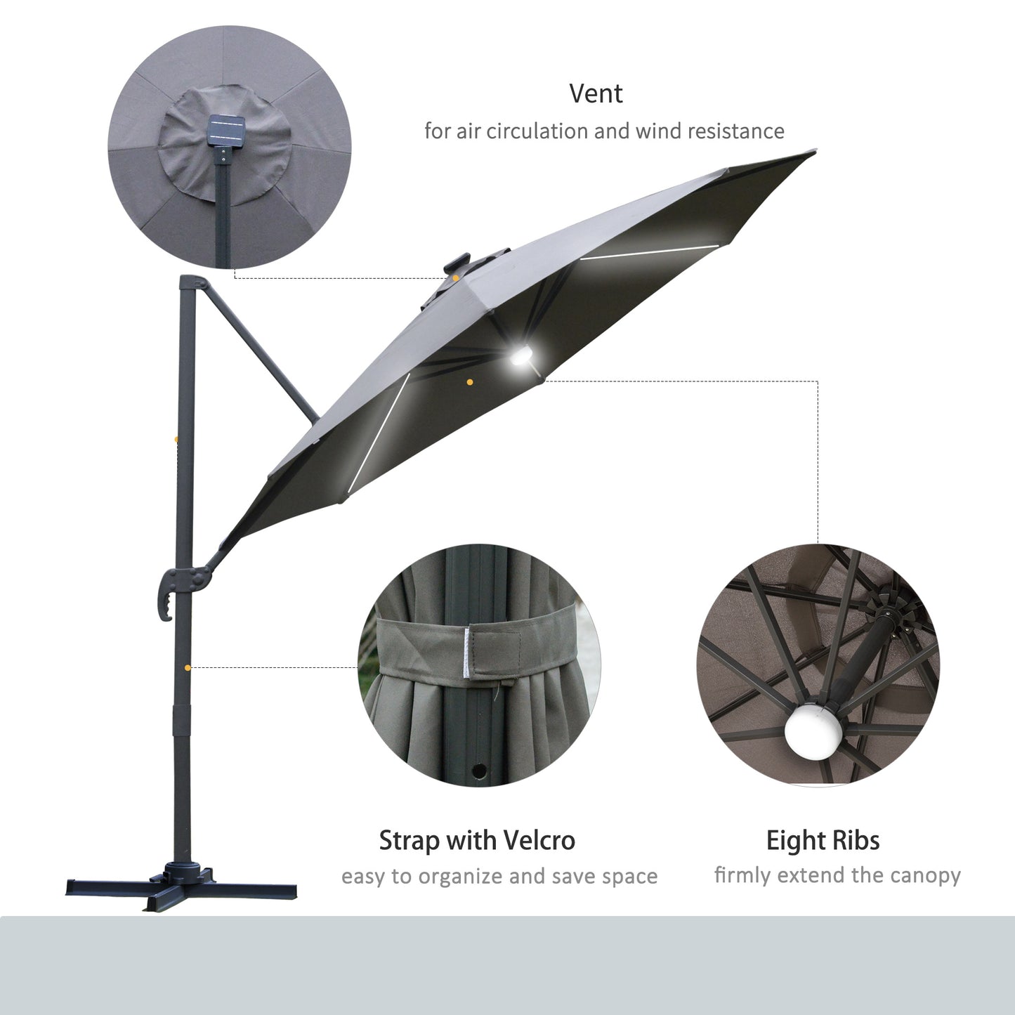 outsunny-3m-cantilever-roma-parasol-garden-sun-umbrella-outdoor-patio-with-led-solar-light-cross-base-360-rotating-grey