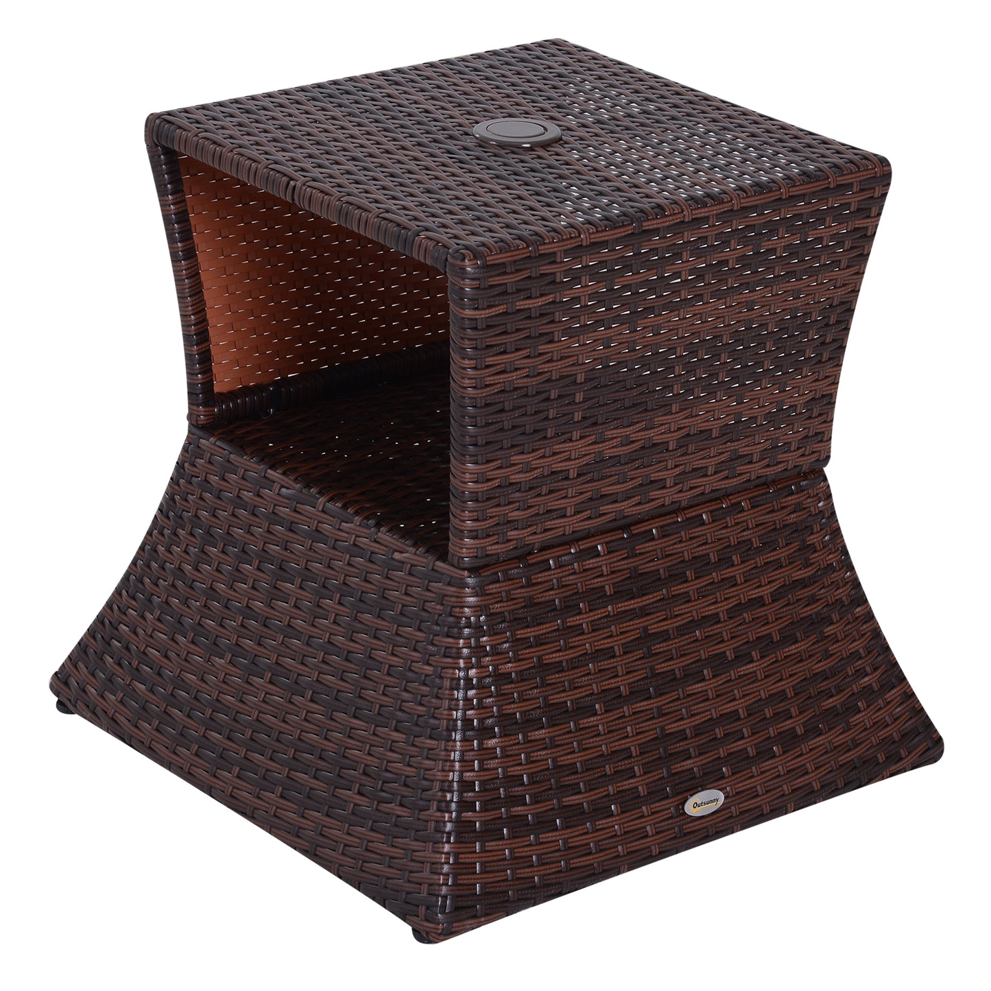 outsunny-outdoor-patio-rattan-wicker-coffee-table-bistro-side-table-w-umbrella-hole-and-storage-space-brown