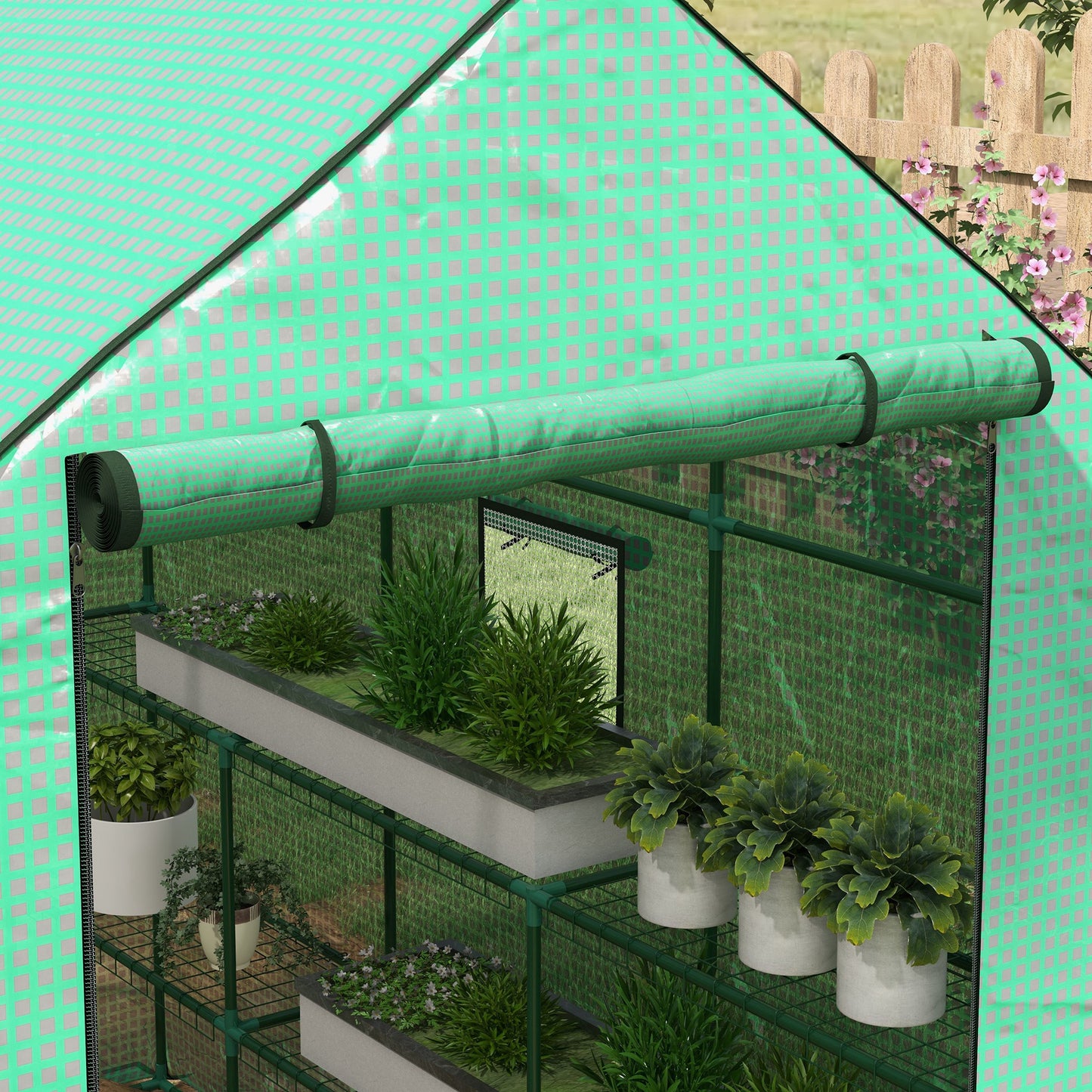 outsunny-walk-in-greenhouse-w-3-tier-shelves-green-house-garden-grow-house-w-pe-cover-roll-up-door-mesh-windows-140-x-213-x-190cm-green