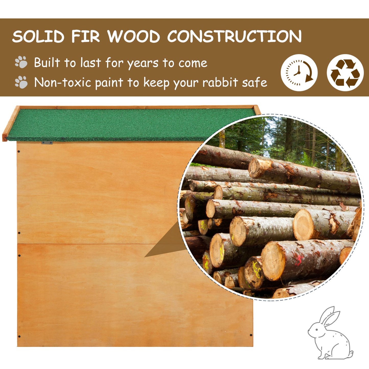 Pawhut Wooden 90cm 2 Tiers Rabbit Hutch