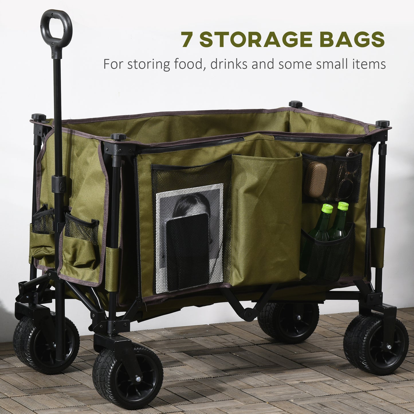 outsunny-folding-garden-trolley-on-wheels-collapsible-camping-trolley-outdoor-utility-wagon-with-steel-frame-and-oxford-fabric-green
