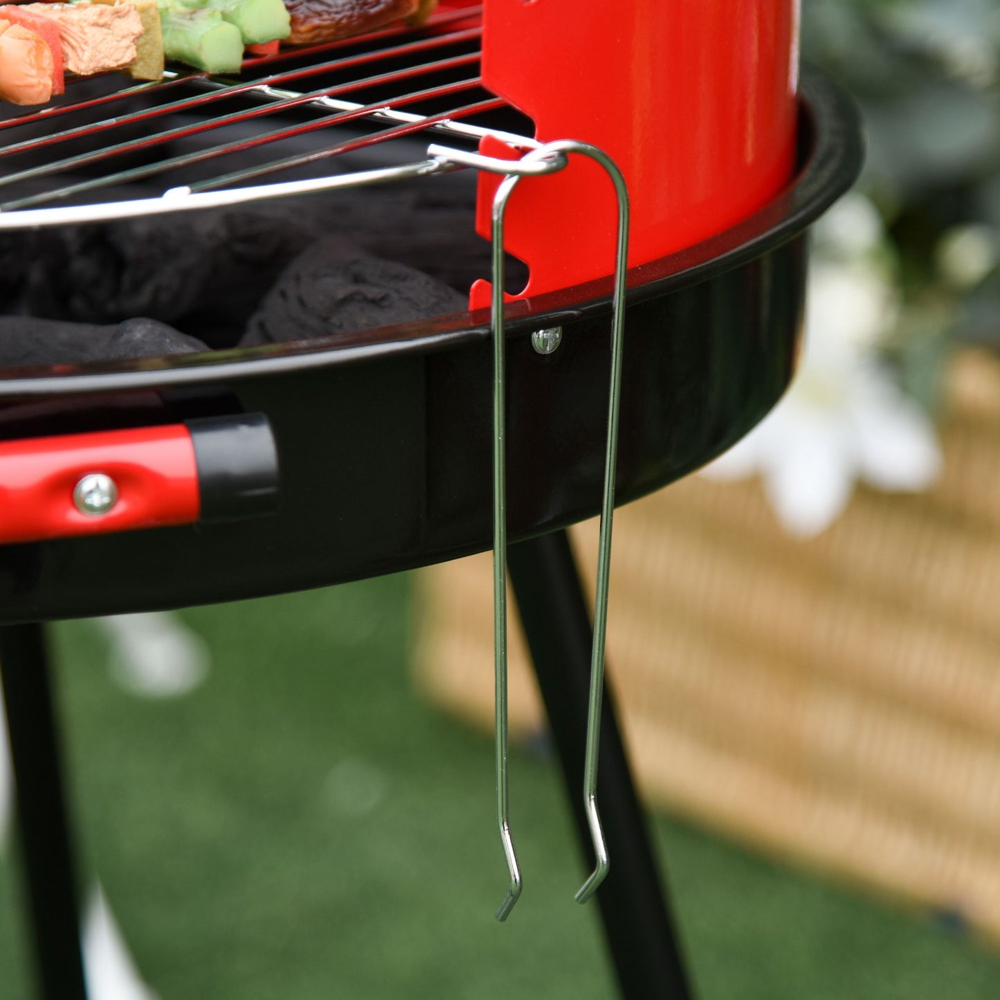 outsunny-charcoal-barbecue-grill-garden-bbq-trolley-w-adjustable-grill-pan-height-wheels-and-3-layers-red
