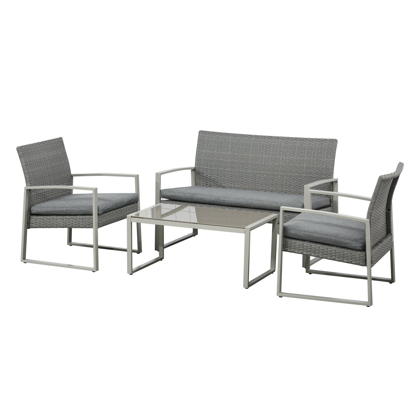 outsunny-4-pcs-pe-rattan-wicker-sofa-set-outdoor-conservatory-furniture-lawn-patio-coffee-table-w-cushion-grey