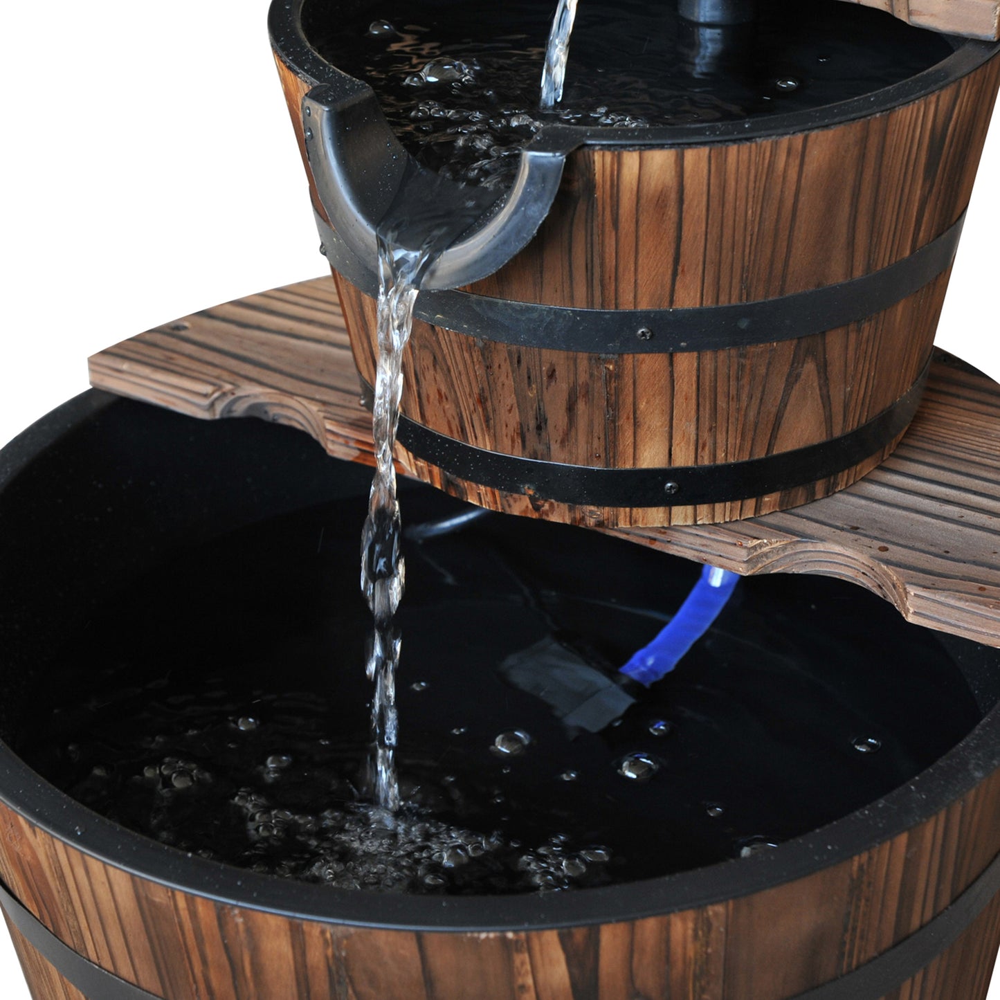 outsunny-wooden-water-pump-fountain-cascading-feature-barrel-garden-deck-2-tier