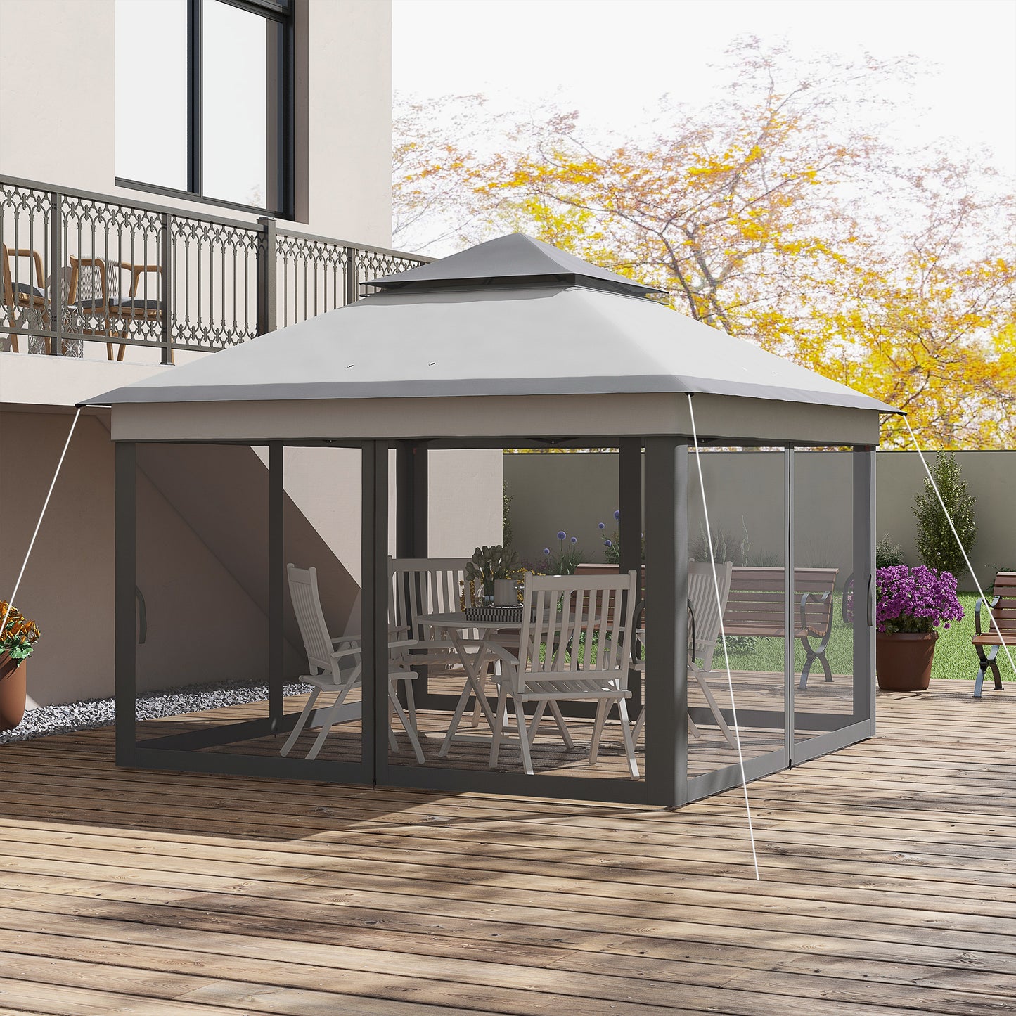 outsunny-3-x-3m-pop-up-gazebo-height-adjustable-instant-event-shelter-with-netting-and-carrying-bag-grey