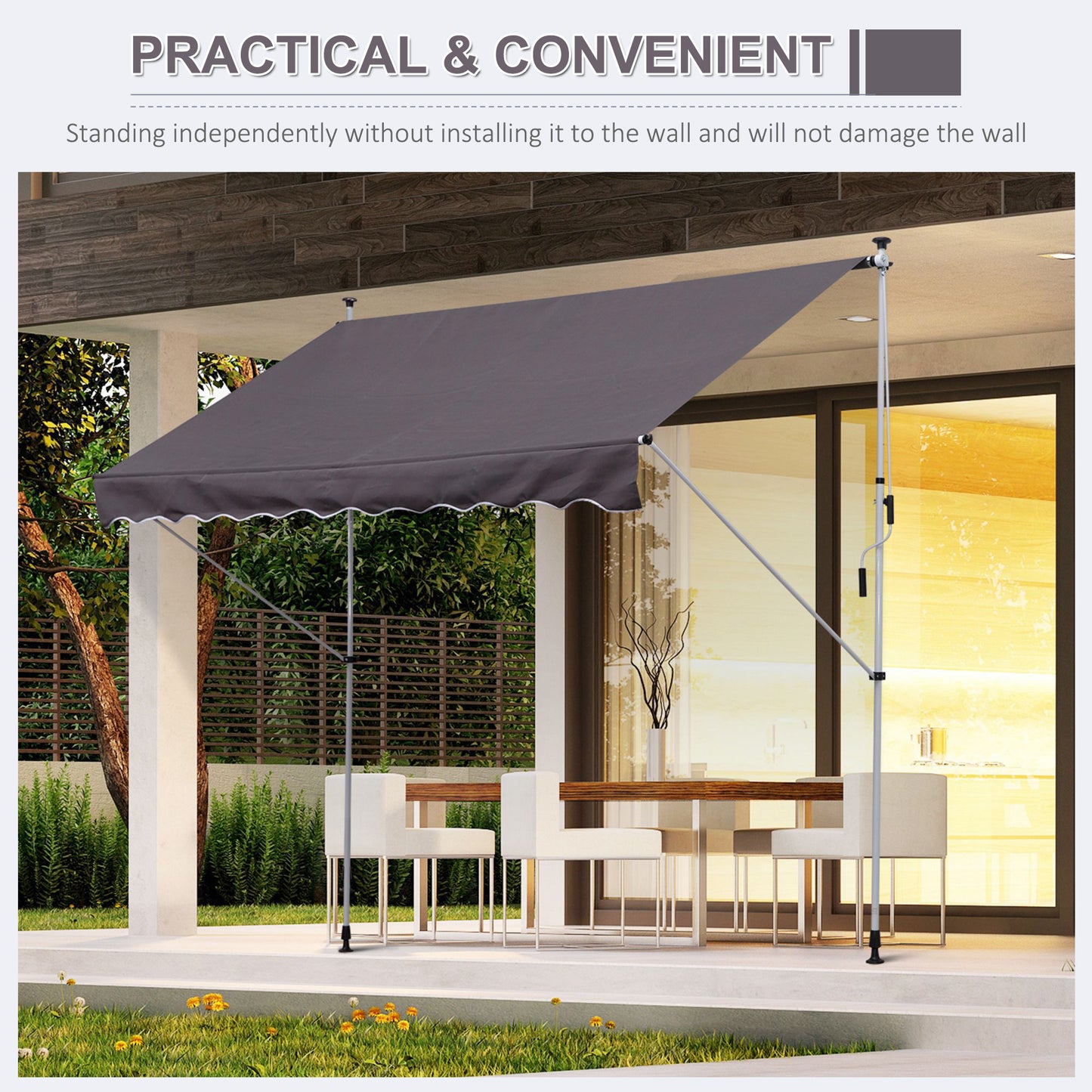 outsunny-balcony-3-x-1-5m-manual-adjustable-awning-diy-patio-clamp-awning-canopy-retractable-shade-shelter-grey