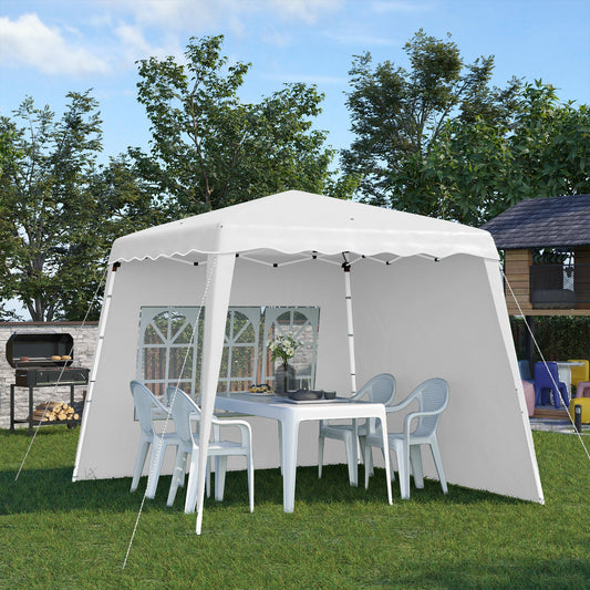 Outsunny 4 m Party Tent Wedding Gazebo Outdoor Waterproof PE Canopy Shade with 6 Removable Side Walls
