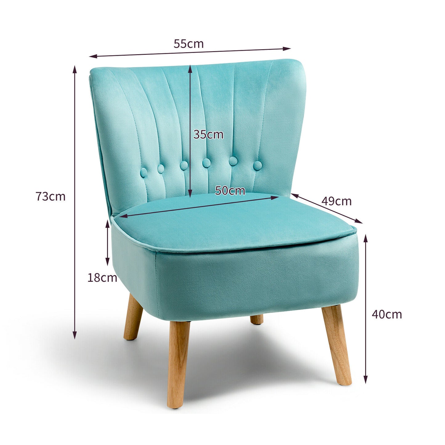 Soft Velvet Accent Chair with Oyster Shaped Back-Green