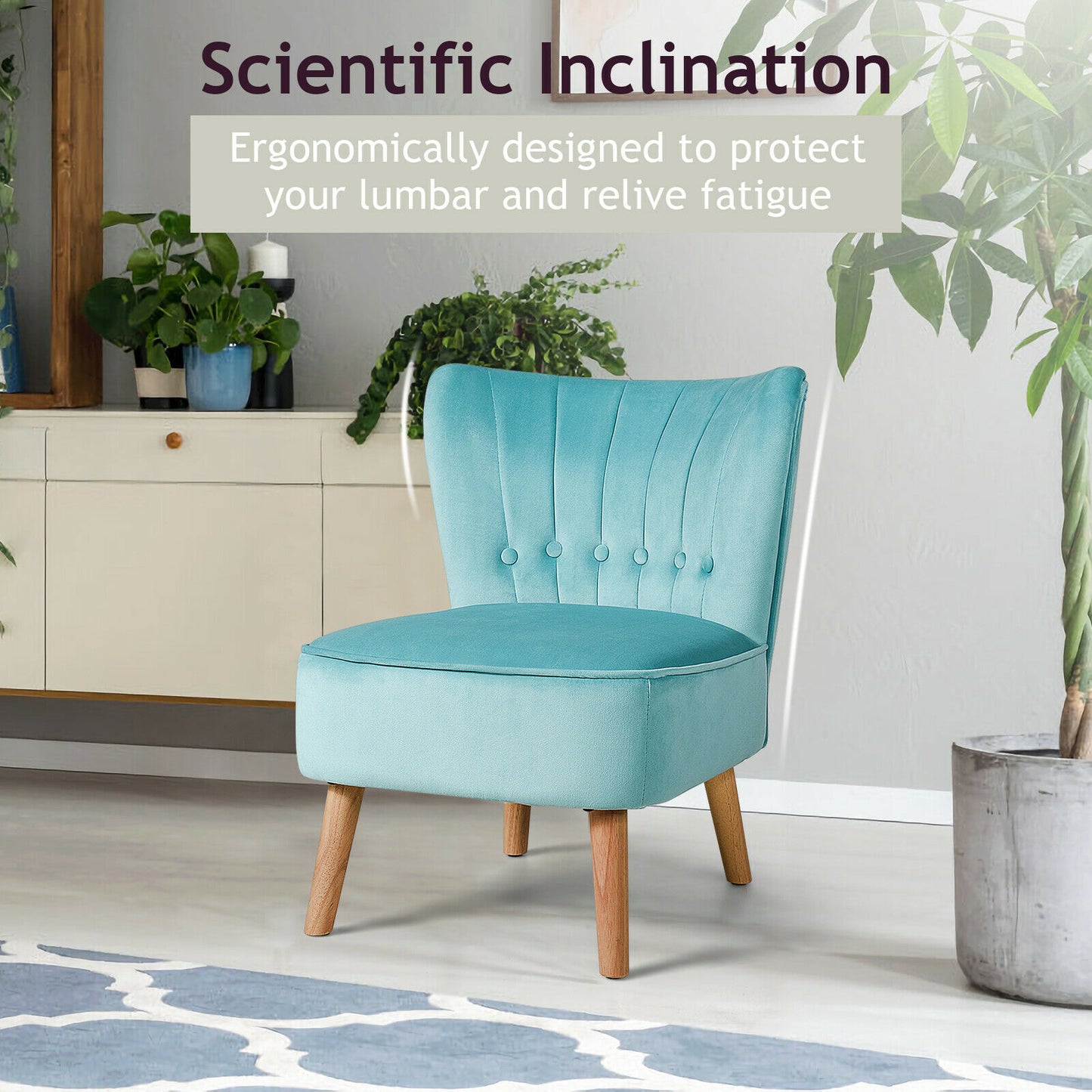 Soft Velvet Accent Chair with Oyster Shaped Back-Green