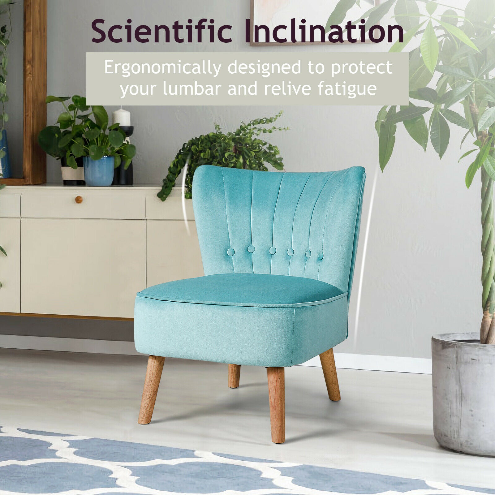 Soft Velvet Accent Chair with Oyster Shaped Back-Green