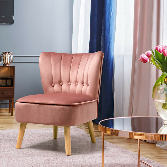 Soft Velvet Accent Chair with Oyster Shaped Back-Pink