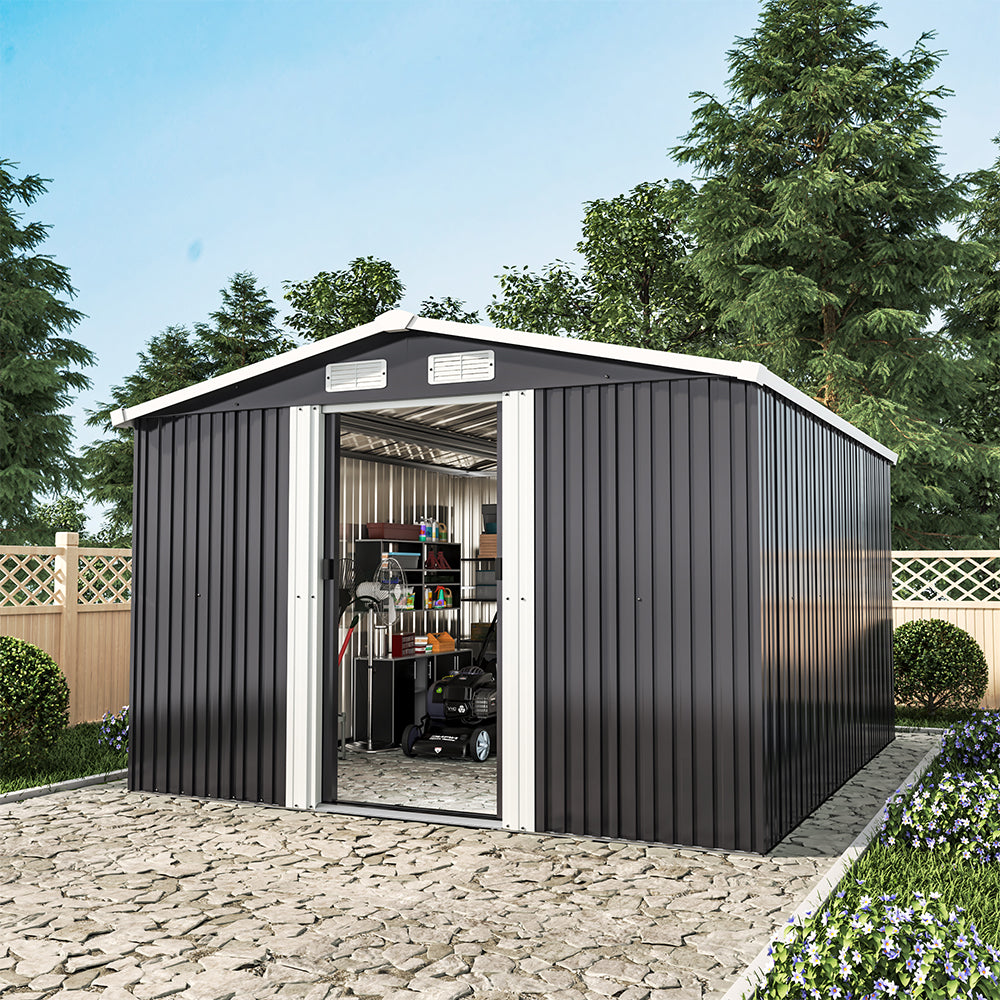 Apex Roof Metal Garden Shed with 4 Plastic Vents