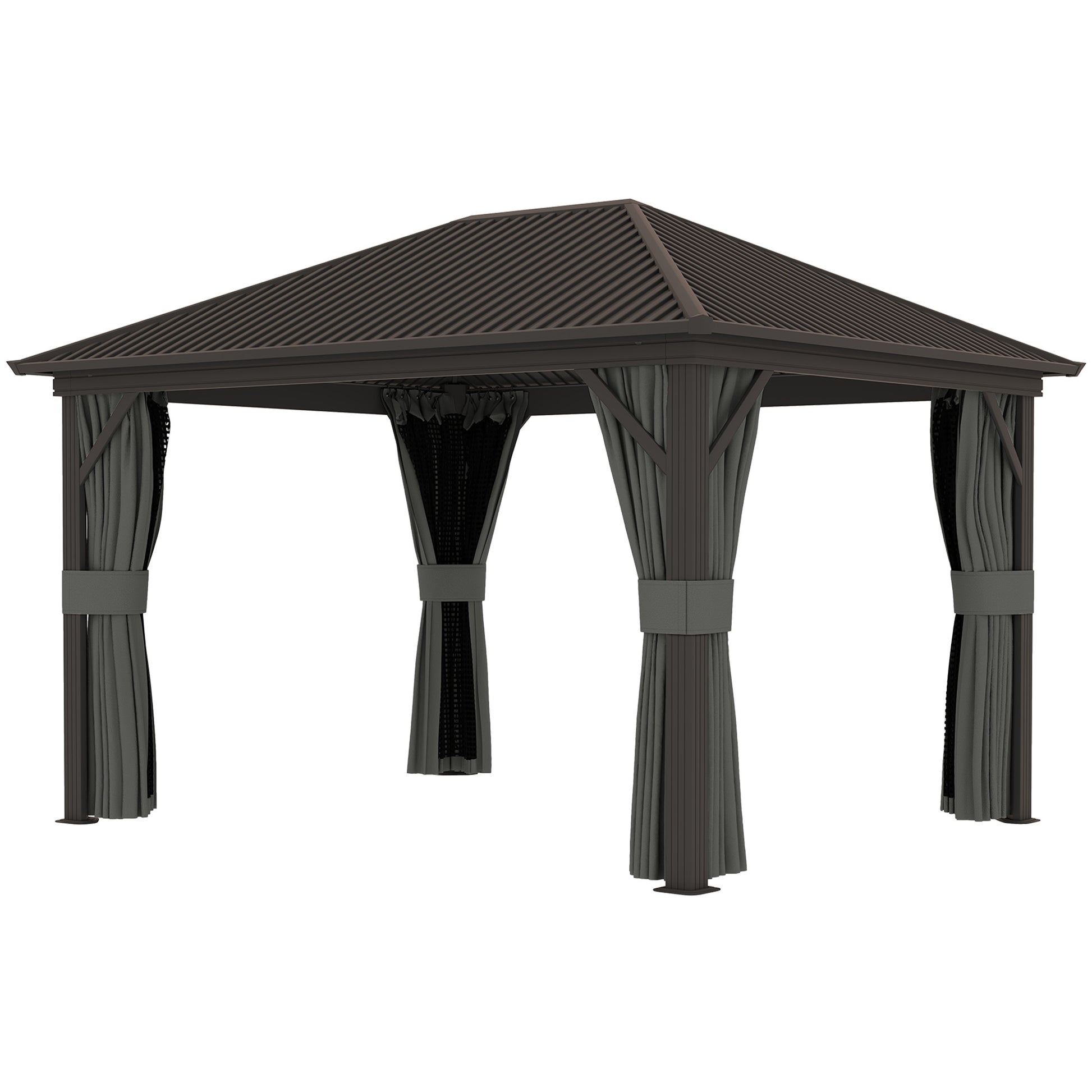 Outsunny 3.6 x 3 m Aluminium Hardtop Gazebo, with Accessories - Dark Grey