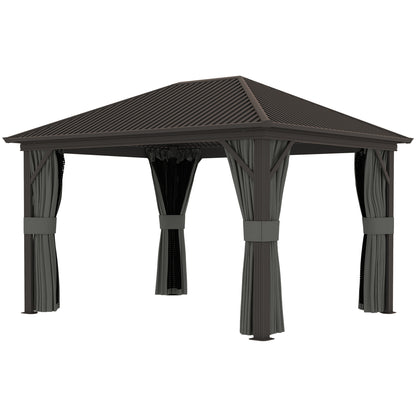 Outsunny 3.6 x 3 m Aluminium Hardtop Gazebo, with Accessories - Dark Grey