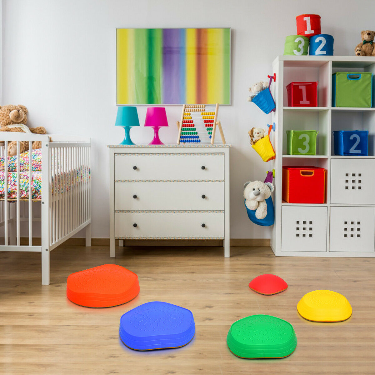 5 Balance Stepping Stones with Non-slip Edging