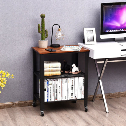 3-Tier Kitchen Rolling Utility Cart Serving Cart with Wheels-Black