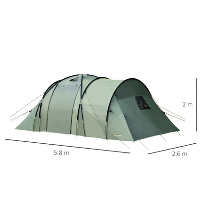 Outsunny 5 Man Camping Tent Camping Gazebo Garden Tent with Rainfly 3 Rooms Carry Bag