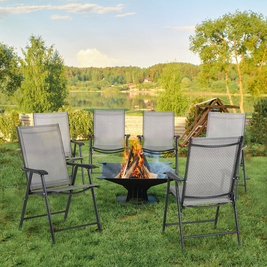 Outsunny Set of Six Folding Garden Chairs - Grey