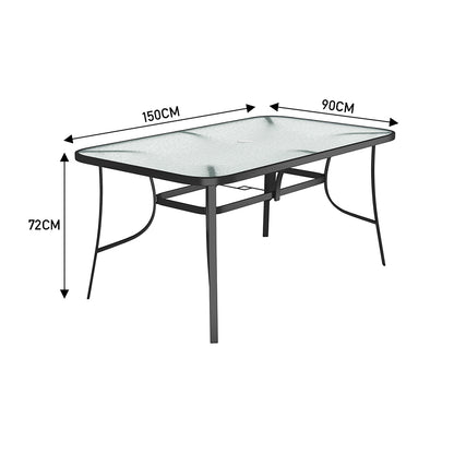Rectangular Garden Metal Table with Parasol Hole