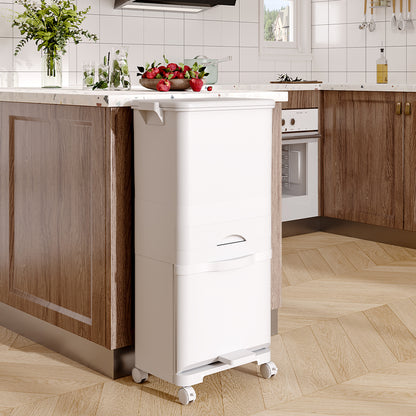 Dry Wet Waste Recycling Pedal Classified Bin Kitchen Storage Trolley Cart