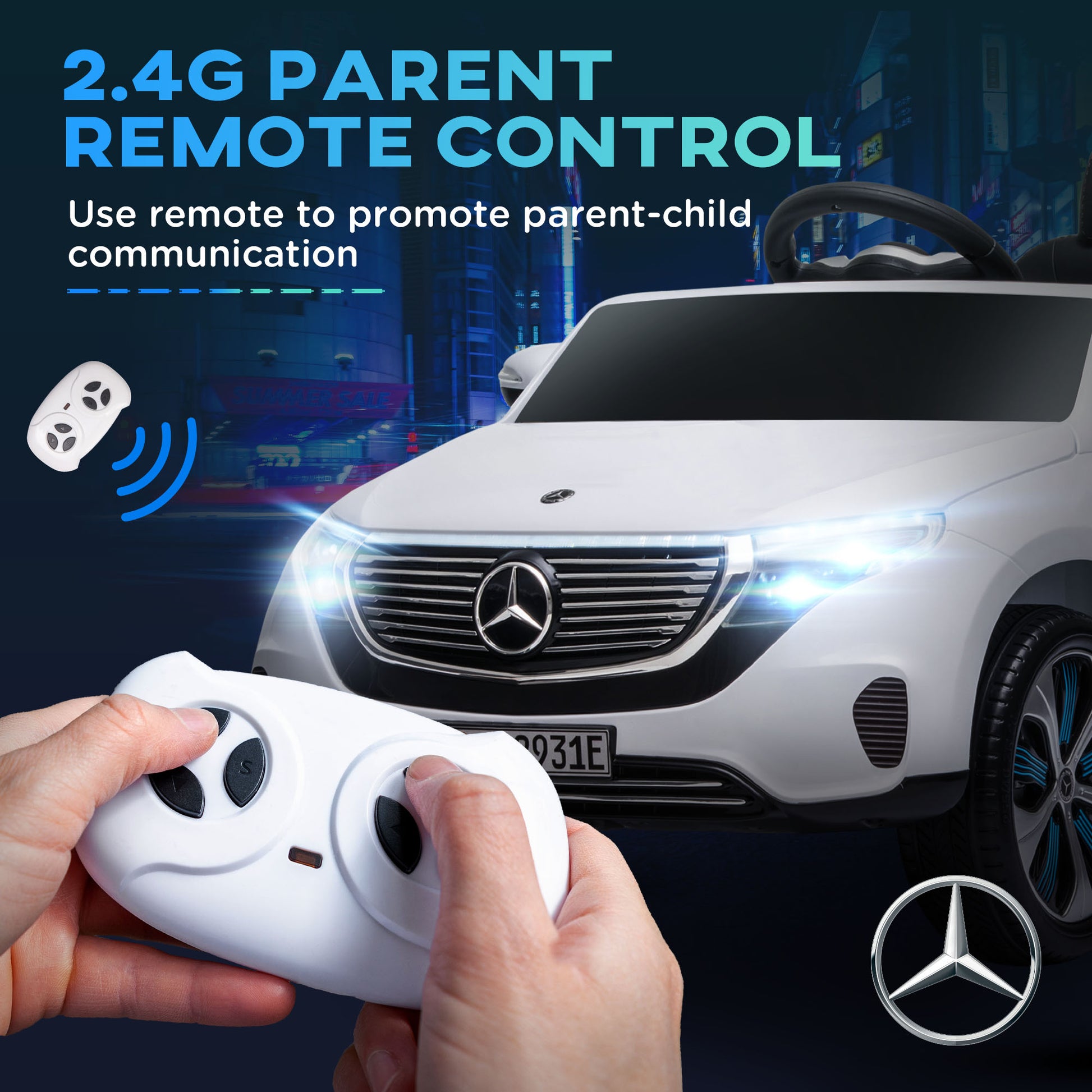 HOMCOM Benz EQC 400 12V Kids Electric Car Ride On Toy w/ Remote Control