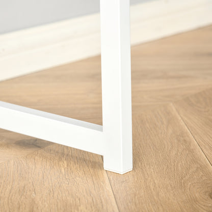 HOMCOM L-Shaped Computer Desk, Folding Home Office Corner Desk Study Workstation Table with 2 Shelves, Oak Tone