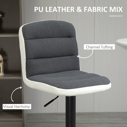 HOMCOM Bar stool Set of 2 Armless Adjustable Height Upholstered Bar Chair with Swivel Seat, Dark Grey