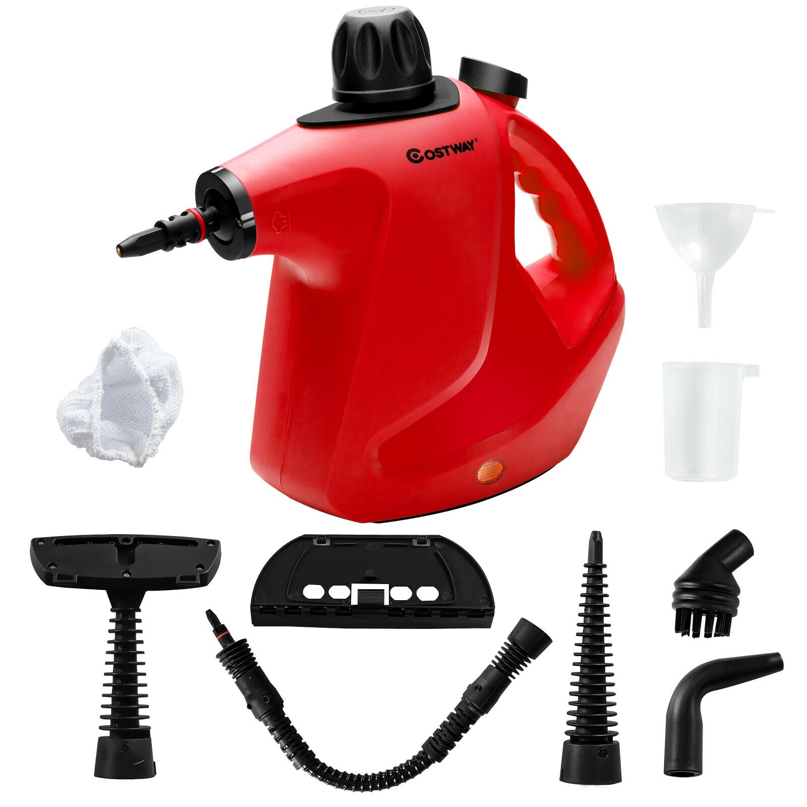 Multi-Purpose Portable Electric Steam Cleaner with 9 Accessories-Red