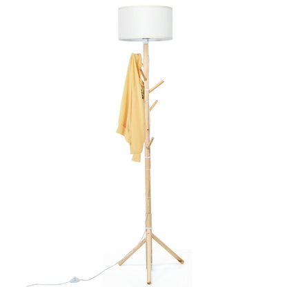 2 in 1 Wooden Floor Lamp (E27) / Coat Stand
