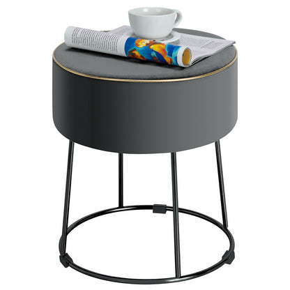 Round Velvet Modern Makeup Dressing Ottoman with Footpads